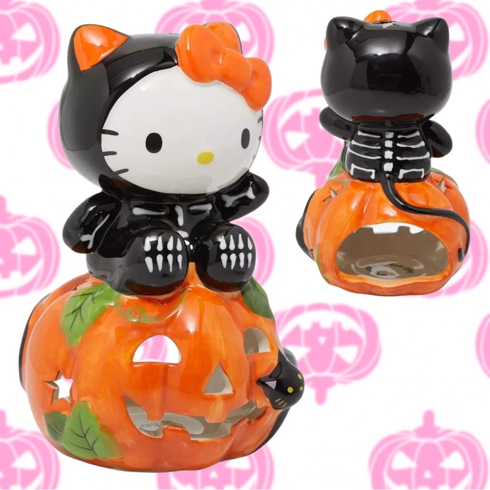Hello Kitty® by Sanrio® Skeleton on Pumpkin Ceramic Figurine Tealight Holder